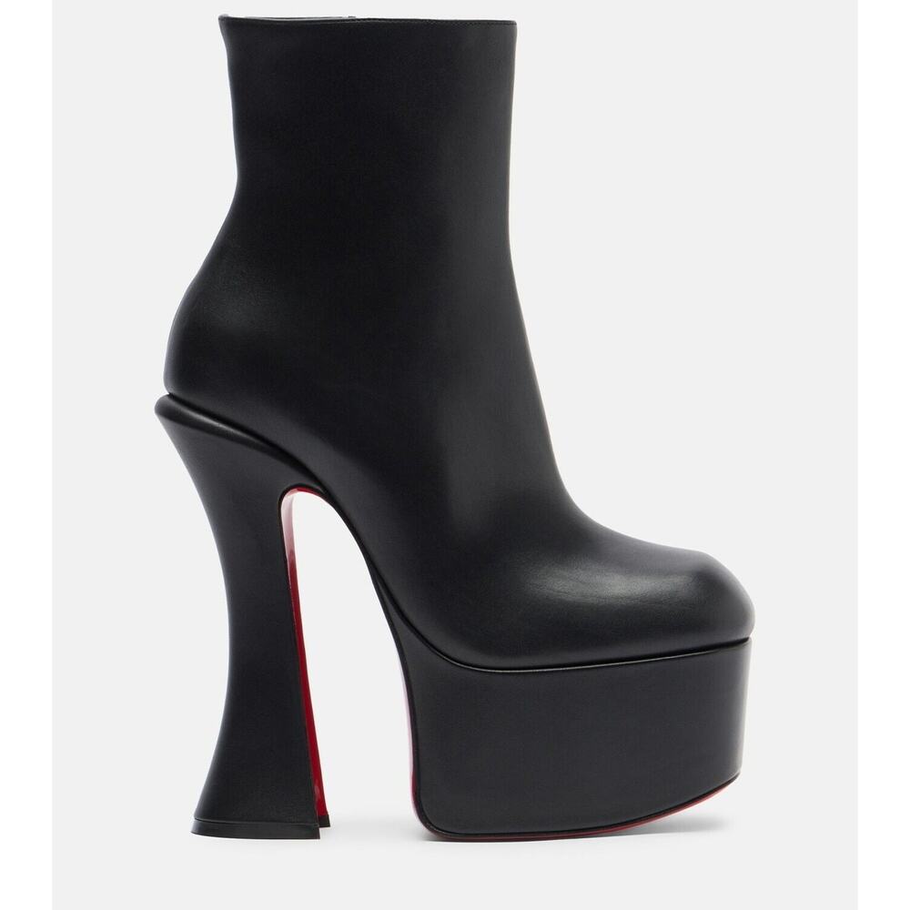 Christian Louboutin Aquabootie 160 Black Leather Platform Block Heel Bootie 36 - Picture 3 of 16
